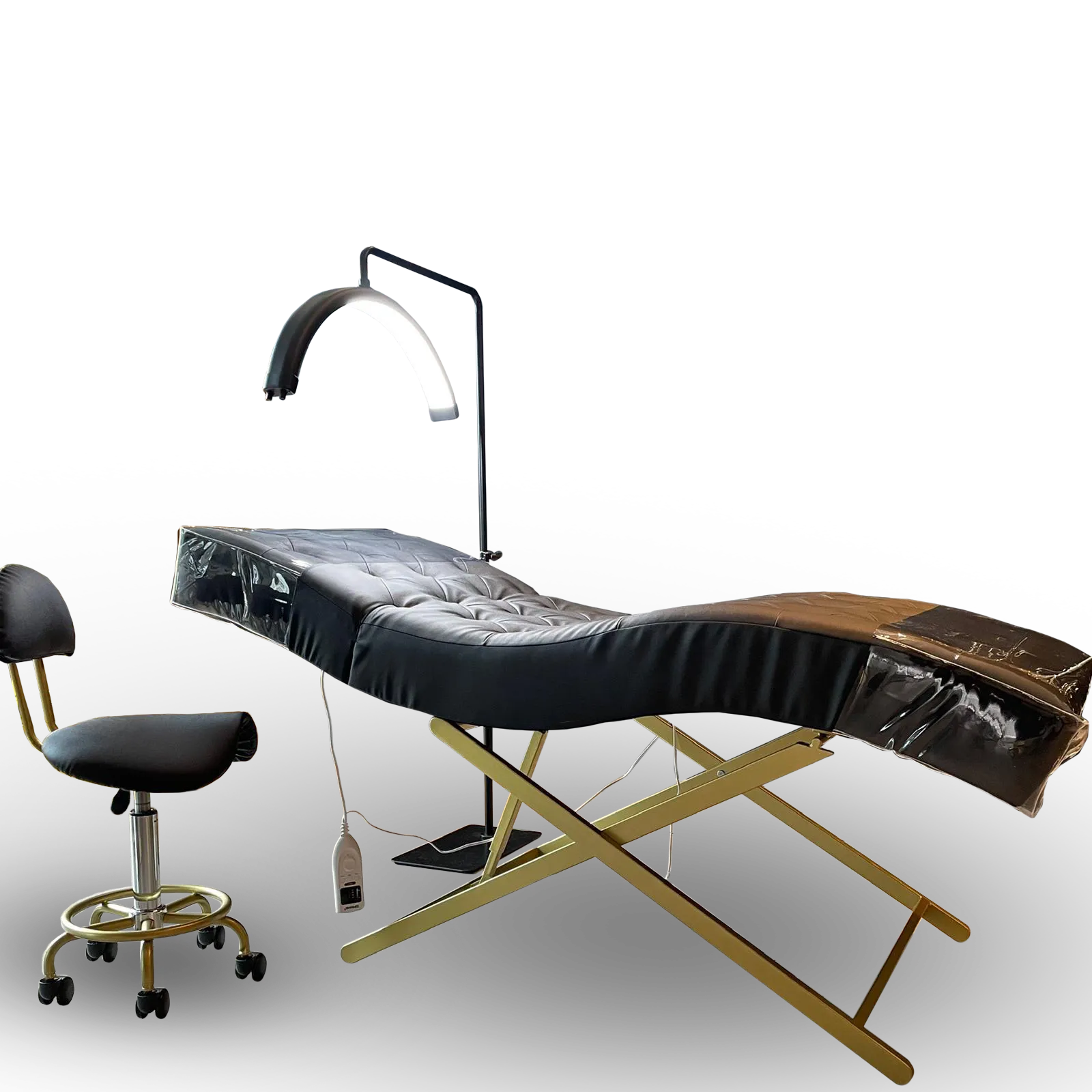 Illustration of attribute Beschermingsmat set voor Cosmetisch Spa Bed